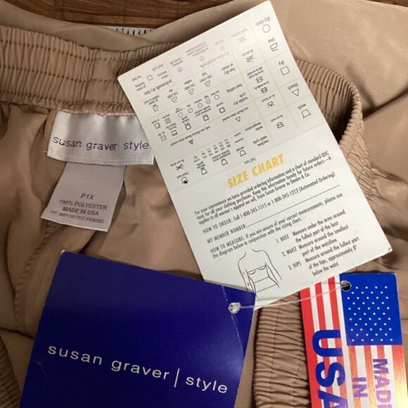 NWT Susan Graver Sz P1X Beige Silky Polyester Pull-On Straight Leg Pants 60X - Picture 6 of 7